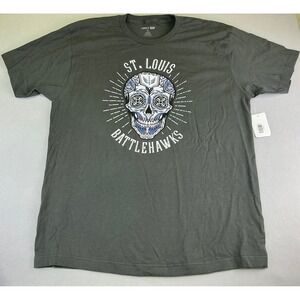 St. Louis Battlehawks Day of the Dead Skull T Shirt Men's XL Gray UFL NWT